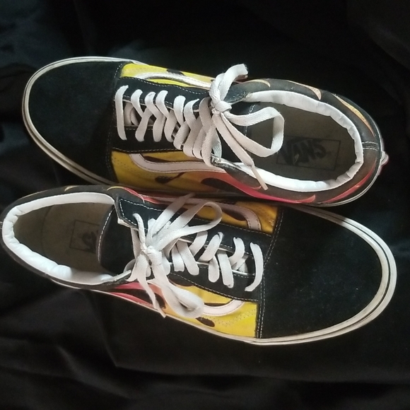 Vans Mens Flame Old Skool Black with yellow sz. 12 - Picture 4 of 16